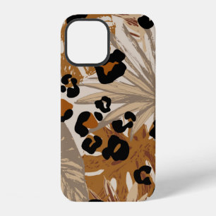 Funda Para iPhone 12 Hojas tropicales abstractas y camuflaje de leopard