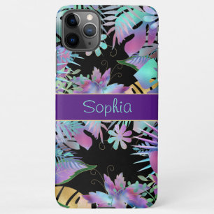 Funda Para iPhone 11Pro Max Hojas Tropicales Irlandesas, Nombre Verde azulado