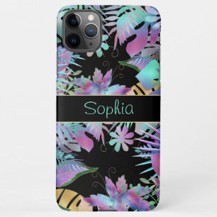 Funda Para iPhone 11Pro Max Hojas tropicales irlandesas, nombre Verde azulado 