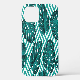 Funda Para iPhone 12 Hojas Tropicales: Patrón floral sin soldadura.