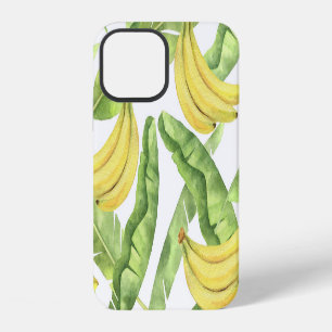 Funda Para iPhone 12 Hojas tropicales, plátanos, patrón de acuarela.