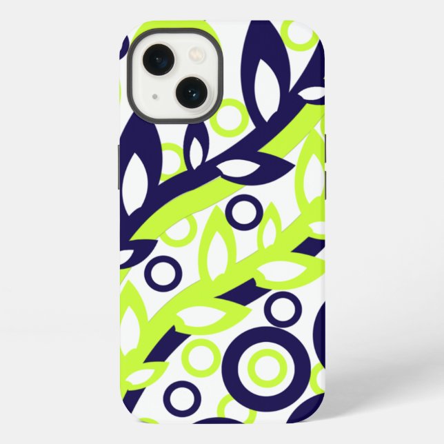 Funda Para iPhone Hojas Verdes Azules (Reverso )