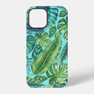 Funda Para iPhone 12 Hojas verdes y turquesas de palmera tropical, plát