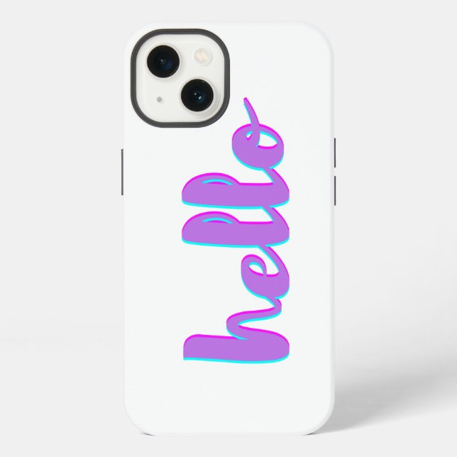 Funda Para iPhone Hola funda de iPhone moderna blanca y púrpura (Reverso )