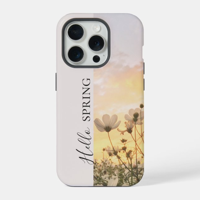 Funda Para iPhone Hola Primavera, Boho Atardecer de Flores Silvestre (Reverso )