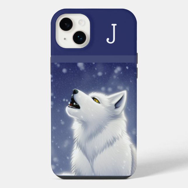 Funda Para iPhone Holling de Lobo Blanco Monogramado (Reverso)