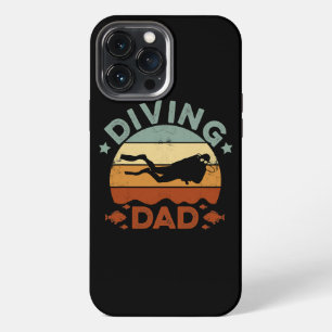 Funda Para iPhone 13 Pro Max Hombre Buceando Papá Retro Buceo Apnea Buzo Scuba