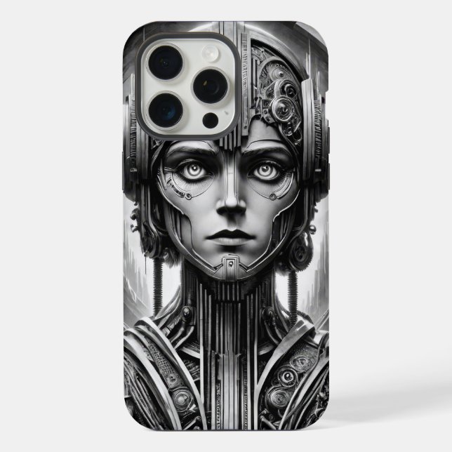 Funda Para iPhone Homenaje a Lang Metropolis. Mujer retro futurista  (Reverso )