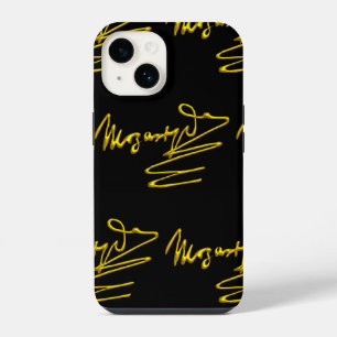 Funda Para iPhone 14 HOMENAJE A MOZART Firma del compositor en oro 3D N
