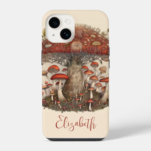 Funda Para iPhone Hongo Mágico Rojo Manchado Boho (Reverso )