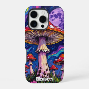 Funda Para iPhone 16 Pro Hongos Violetas a la Luz de la Luna