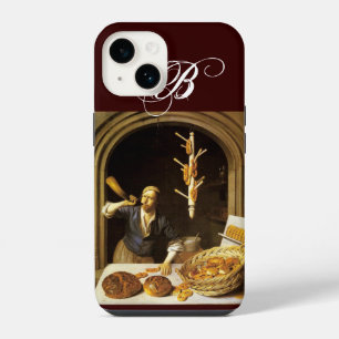 FUNDA PARA iPhone 14 HORNO ANTIGUO PANADERO, MONOGRAMA DE PANADERÍA PAN