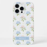 Hortensia Azul Aquarela Personalizada con Rayas