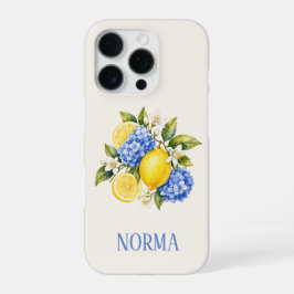 Funda Para iPhone 16 Pro Hortensia Azul Mediterránea Flor de Limón