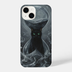 Funda Para iPhone 14 Hourglass eterno: El gato negro del tiempo