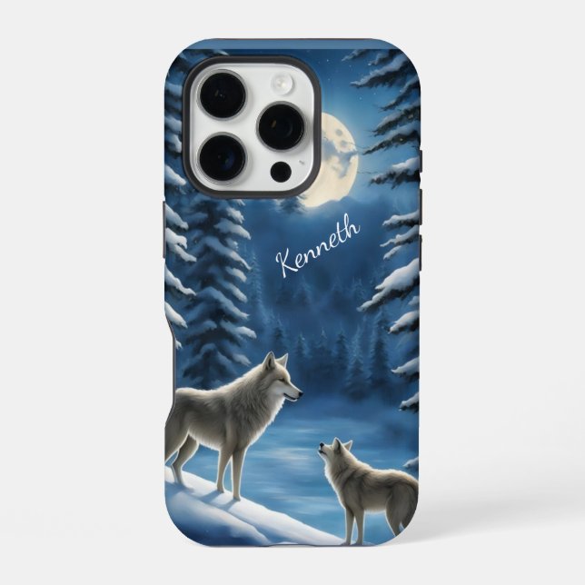 Funda Para iPhone Howf Wolf Silhouette contra Moon (Reverso )