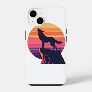 Funda Para iPhone 14 Howl at the Dusk - Retro Coyote Sunset
