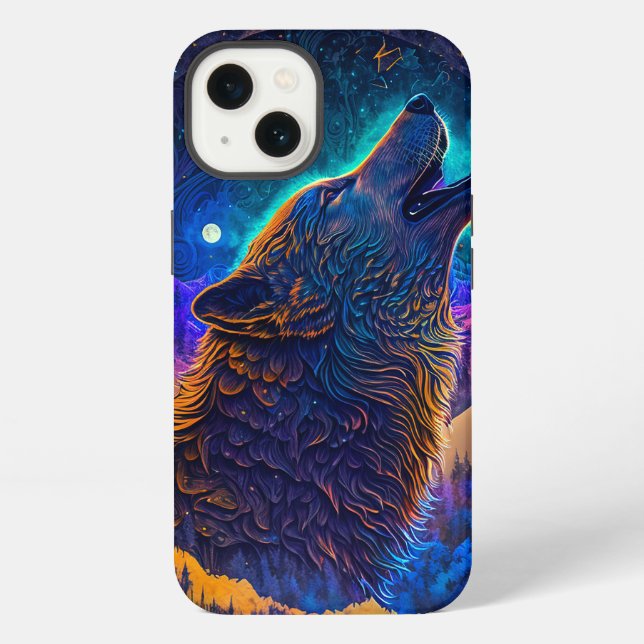 Funda Para iPhone Howling Wolf Surreal Fantasy (Reverso )