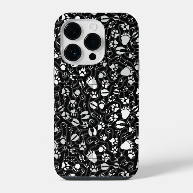 Funda Para iPhone Huellas 01.b. Fondo negro (Reverso )