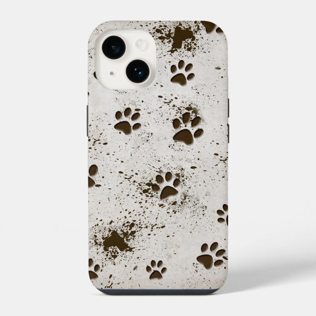 Funda Para iPhone Huellas de patas de perro embarradas (Reverso )