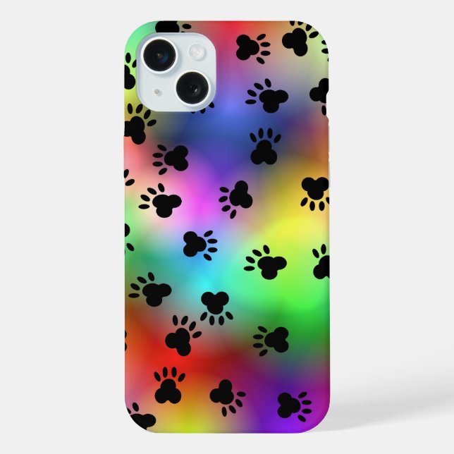 Funda Para iPhone Huellas de pezuña de perro arcoíris (Reverso )