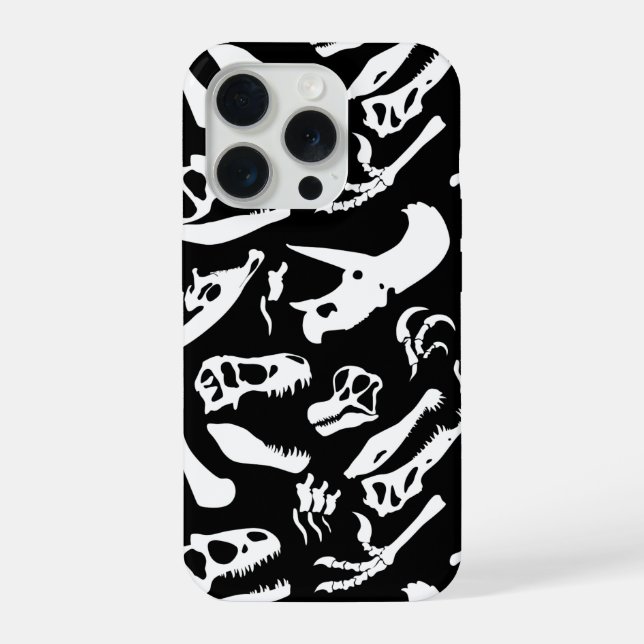 Funda Para iPhone Huesos de Dinosaurio (Negro) (Reverso )