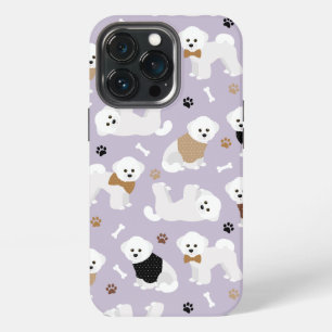Funda Para iPhone 13 Pro Huesos y patas de Bichon Frise Morado
