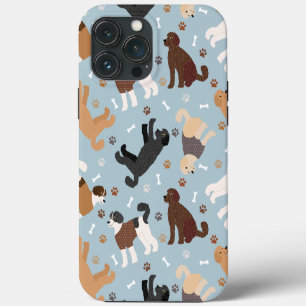 Funda Para iPhone 13 Pro Max Huesos y patas de Labradoodle / Goldendoodle