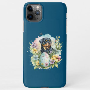 Funda Para iPhone 11Pro Max Huevo de Pascua Rottweiler Perro, Rottweiler Feliz