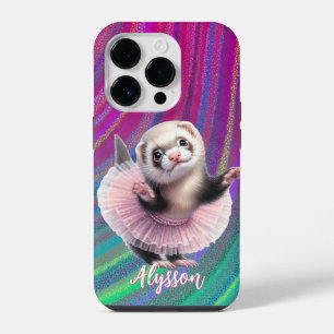 Funda Para iPhone 14 Pro Hurón bailarín en tutú haciendo ballet