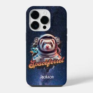Funda Para iPhone 14 Pro Hurón en traje espacial y estrellas
