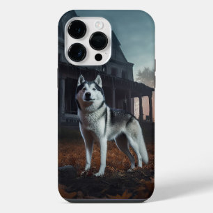 Funda Para iPhone 14 Pro Max Husky Siberiano Halloween Terrorífico 