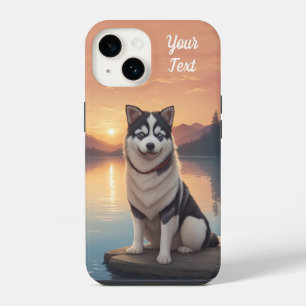 Funda Para iPhone 14 Husky siberiano junto al lago