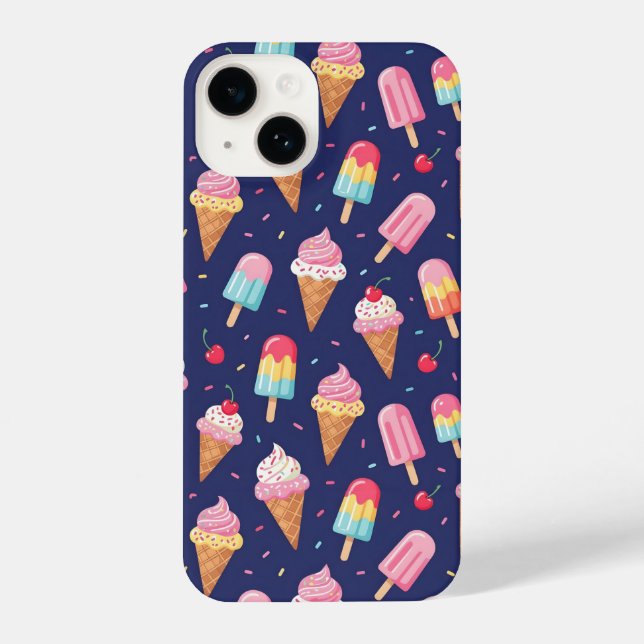 Funda Para iPhone Ice cream, popsicles and cherries pattern (Reverso )