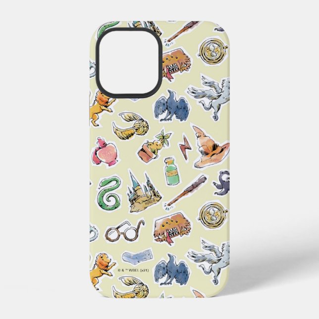 Funda Para iPhone Iconos de Harry Potter en acuarela (Reverso )