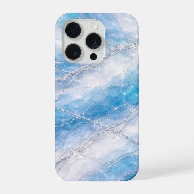 Funda Para iPhone Icy Winter Wonderland Marble with Silver Veining (Reverso )