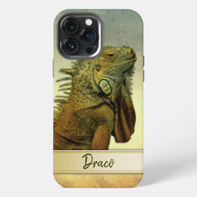 Funda Para iPhone Iguana Verde Personalizable (Reverso )