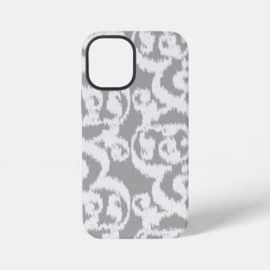 Funda Para iPhone 12 Mini Ikat Morisco Damasco - gris plata y blanco