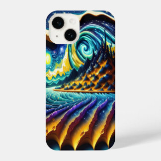 Funda Para iPhone 14 Ilusión de cielo trippy de montaña generada ai
