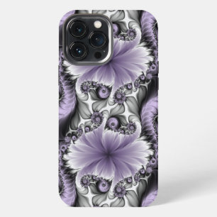 Funda Para iPhone 13 Pro Max Ilusión de Lila Arte Floral Abstracto Fractal Fant