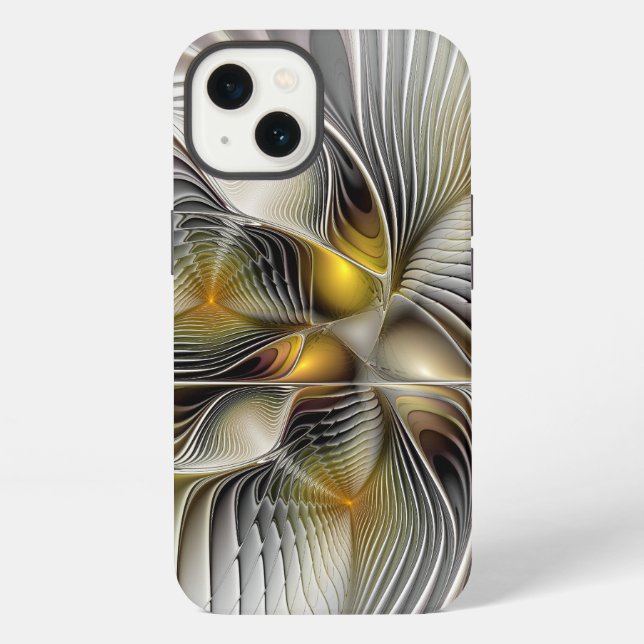 Funda Para iPhone Ilusión óptica abstracta fractal 3D con profundida (Reverso )
