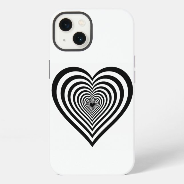 Funda para iPhone Ilusión Óptica Corazón Negro (Reverso )