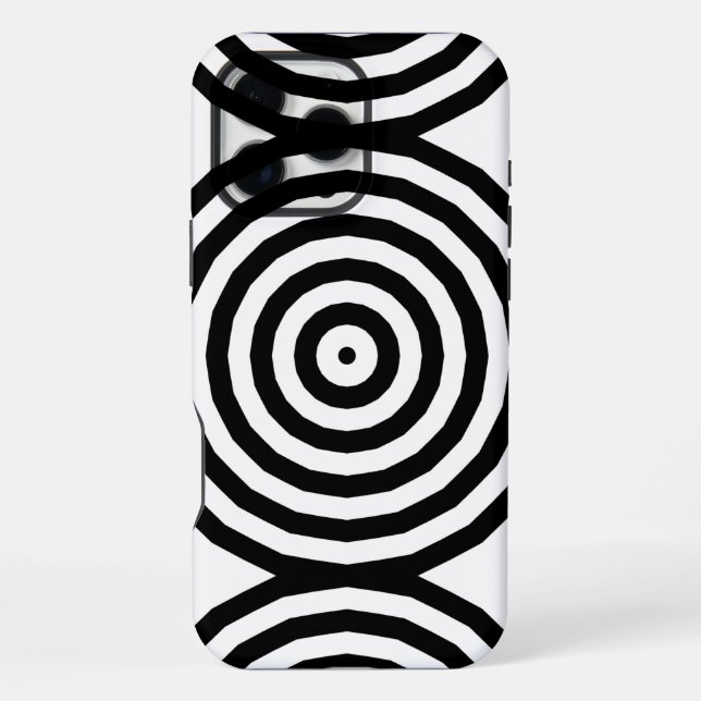 Funda Para iPhone Ilusión óptica de círculos concéntricos en blanco  (Reverso )