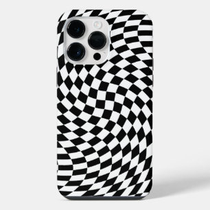 Funda Para iPhone 14 Pro Max Ilusión óptica en blanco y negro con control ondul