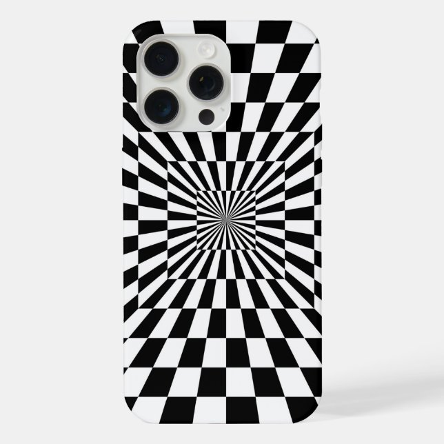 Funda Para iPhone ilusión óptica tablero de ajedrez túnel (Reverso )