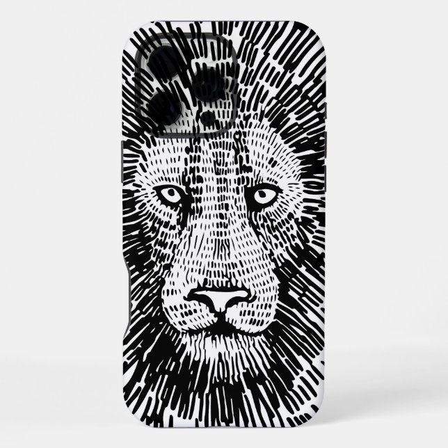 Funda Para iPhone Ilustración abstracta de cara de león audaz (Reverso )