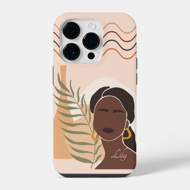 Funda Para iPhone Ilustración abstracta de mujer boho, boho chic (Reverso )
