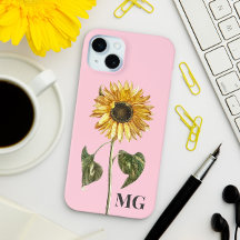 Ilustracion botánico de girasol personalizado Mono