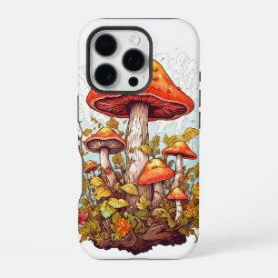 Funda Para iPhone 16 Pro Ilustración Creativa del Bosque de Hongos