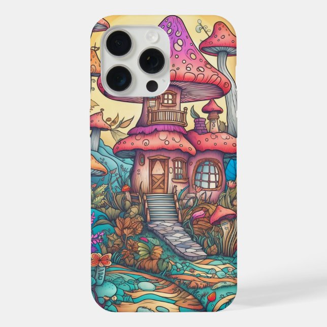 Funda Para iPhone Ilustracion Cute Creative Mushroom Hut (Reverso )